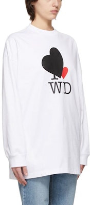 WE11DONE SS21 白色愛心圖案長袖中性休閒T恤。 WD-TT0-21-516-U-WH Shop WE11DONE SS21 白色愛心圖案長袖中性休閒T恤。 WD-TT0-21-516-U-WH
