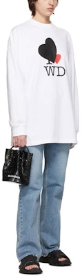 WE11DONE SS21 白色愛心圖案長袖中性休閒T恤。 WD-TT0-21-516-U-WH Purchase WE11DONE SS21 白色愛心圖案長袖中性休閒T恤。 WD-TT0-21-516-U-WH