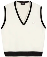 WE11DONE SS21 Wool Logo V-Neck Vest Unisex White. WD-KV1-21-612-U-IV WE11DONE SS21 Wool Logo V-Neck Vest Unisex White. WD-KV1-21-612-U-IV