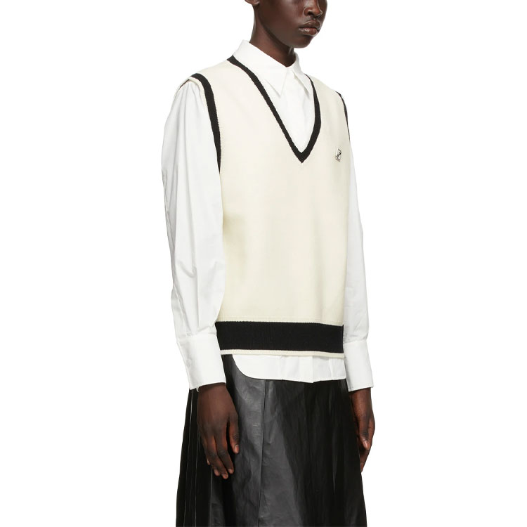 WE11DONE SS21 Wool Logo V-Neck Vest Unisex White. WD-KV1-21-612-U-IV 圖 6