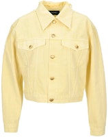 WE11DONE SS21 Yellow Cropped Denim Jacket Unisex Long Sleeve Cotton WD-DJ0-21-321-U-YE WE11DONE SS21 Yellow Cropped Denim Jacket Unisex Long Sleeve Cotton WD-DJ0-21-321-U-YE