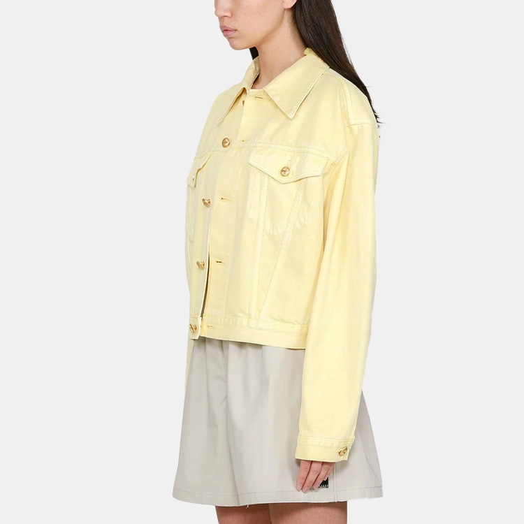 Details for WE11DONE SS21 黃色短版牛仔外套 男女同款 長袖純棉 WD-DJ0-21-321-U-YE
