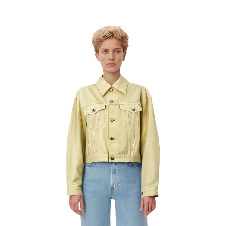 Cheap WE11DONE SS21 黃色短版牛仔外套 男女同款 長袖純棉 WD-DJ0-21-321-U-YE