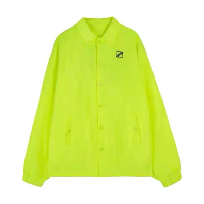 WE11DONE SS21 Yellow Windbreaker Logo Collar Jacket Unisex WD-JP1-21-035-U-NY