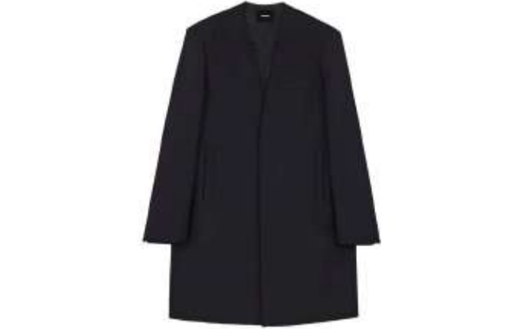 WE11DONE SS22  Black Long Padded Shoulder Coat ilman Collar. WD-CT1-22-090-M-BK 圖 2