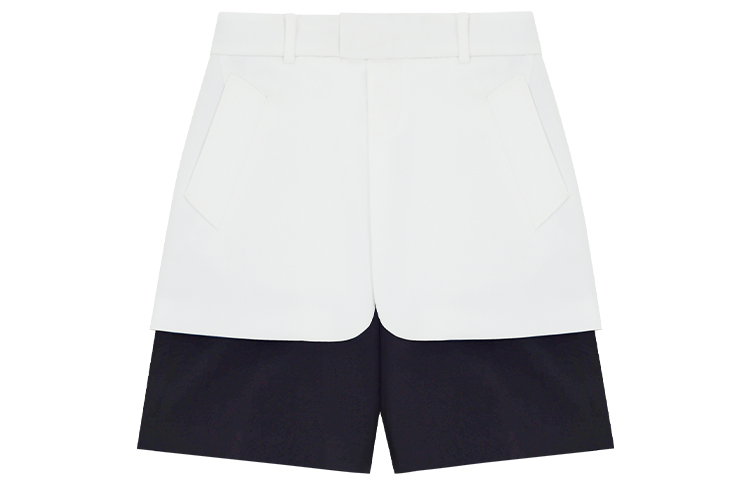 WE11DONE SS22  Black White Loose Fit Layered Split Shorts. WD-PT1-22-274-M-BW