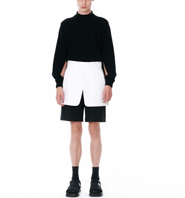 WE11DONE SS22 黑白寬鬆層次拼接短褲. WD-PT1-22-274-M-BW Shop WE11DONE SS22 黑白寬鬆層次拼接短褲. WD-PT1-22-274-M-BW