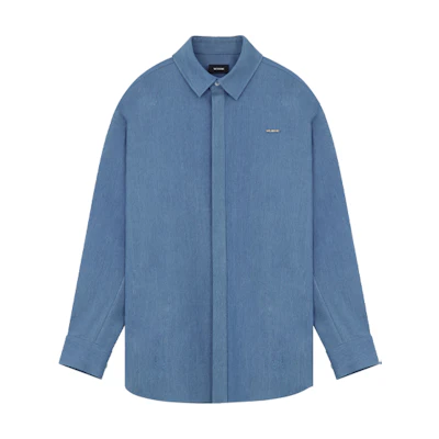 WE11DONE SS22 Blue Long Sleeve Shirt with Logo Print Design WD-BL1-22-185-M-BL