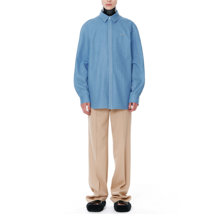 WE11DONE SS22  Blue Long Sleeve Shirt with Logo Print Design WD-BL1-22-185-M-BL 圖 4