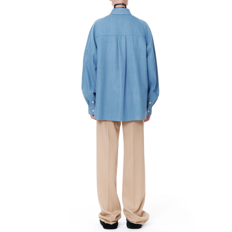 WE11DONE SS22  Blue Long Sleeve Shirt with Logo Print Design WD-BL1-22-185-M-BL 圖 5