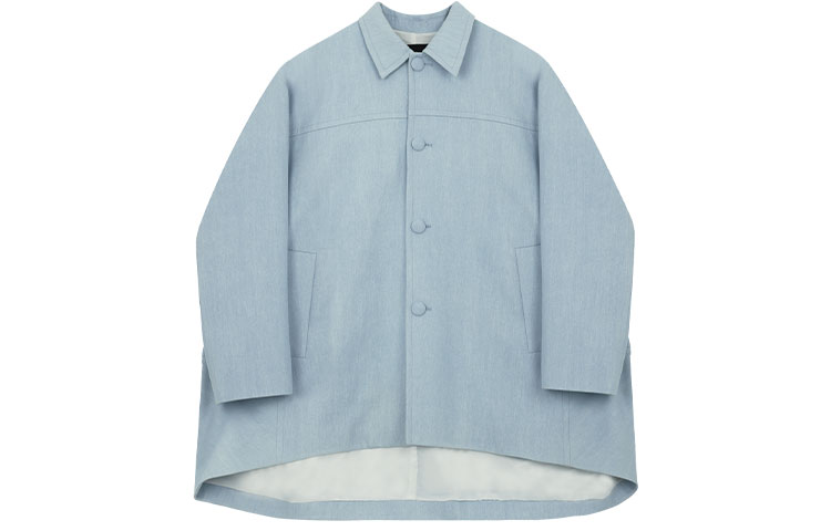 WE11DONE SS22  Blue Oversized Single-Breasted Coat with Collar. WD-JK1-22-109-M-SK