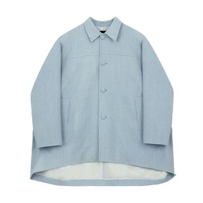WE11DONE SS22 Blue Oversized Single-Breasted Coat with Collar. WD-JK1-22-109-M-SK