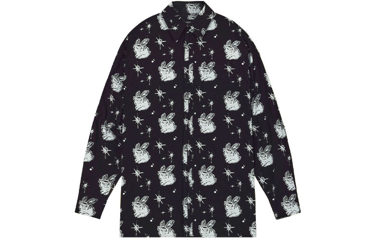 WE11DONE SS22  Oversized Long-Sleeve Shirt Black All-Over Print. WD-BL1-22-142-M-BK 圖 2