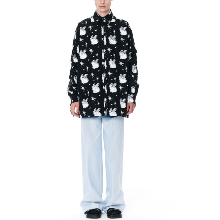 WE11DONE SS22  Oversized Long-Sleeve Shirt Black All-Over Print. WD-BL1-22-142-M-BK 圖 4