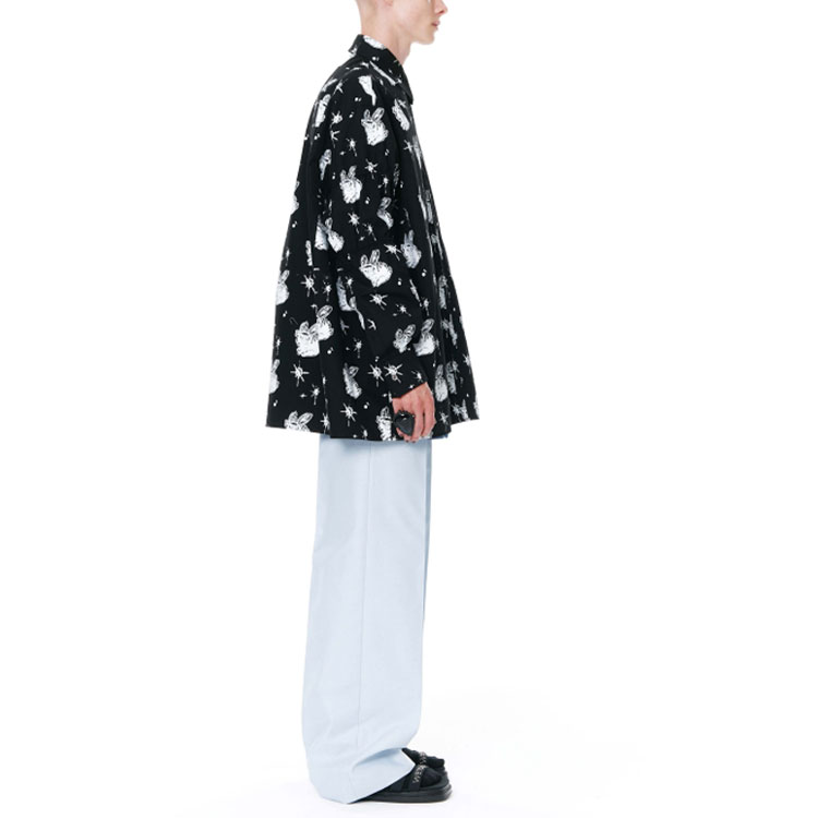 WE11DONE SS22  Oversized Long-Sleeve Shirt Black All-Over Print. WD-BL1-22-142-M-BK 圖 6