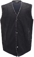 WE11DONE SS22 Washed V-Neck Denim Vest Black WD-DV1-22-362-M-WB WE11DONE SS22 Washed V-Neck Denim Vest Black WD-DV1-22-362-M-WB