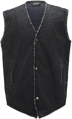 WE11DONE SS22 Rompi Denim V-Leher Hitam Terbaru WD-DV1-22-362-M-WB Order WE11DONE SS22 Rompi Denim V-Leher Hitam Terbaru WD-DV1-22-362-M-WB
