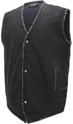 WE11DONE SS22 Rompi Denim V-Leher Hitam Terbaru WD-DV1-22-362-M-WB Shop WE11DONE SS22 Rompi Denim V-Leher Hitam Terbaru WD-DV1-22-362-M-WB