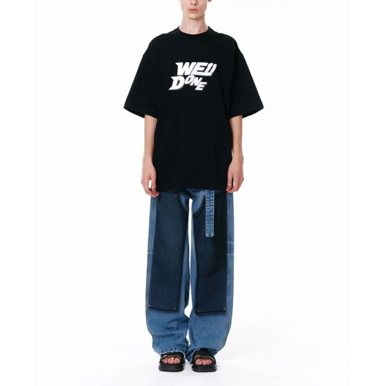 WE11DONE SS22 Abstract Logo Print Colorblock Unisex Black T-Shirt. WD-TT1-22-630-U-BK 圖 3