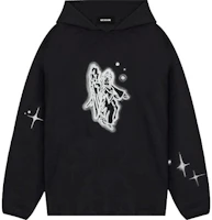 WE11DONE SS22 Angel Glitter Print Unisex Pullover Hoodie Black WD-BL1-22-130-U-BK WE11DONE SS22 Angel Glitter Print Unisex Pullover Hoodie Black WD-BL1-22-130-U-BK
