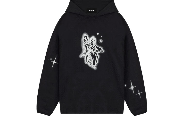 WE11DONE SS22 Angel Glitter Print Unisex Pullover Hoodie Black WD-BL1-22-130-U-BK 圖 2