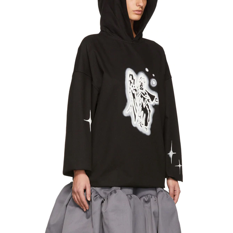 WE11DONE SS22 Angel Glitter Print Unisex Pullover Hoodie Black WD-BL1-22-130-U-BK 圖 4