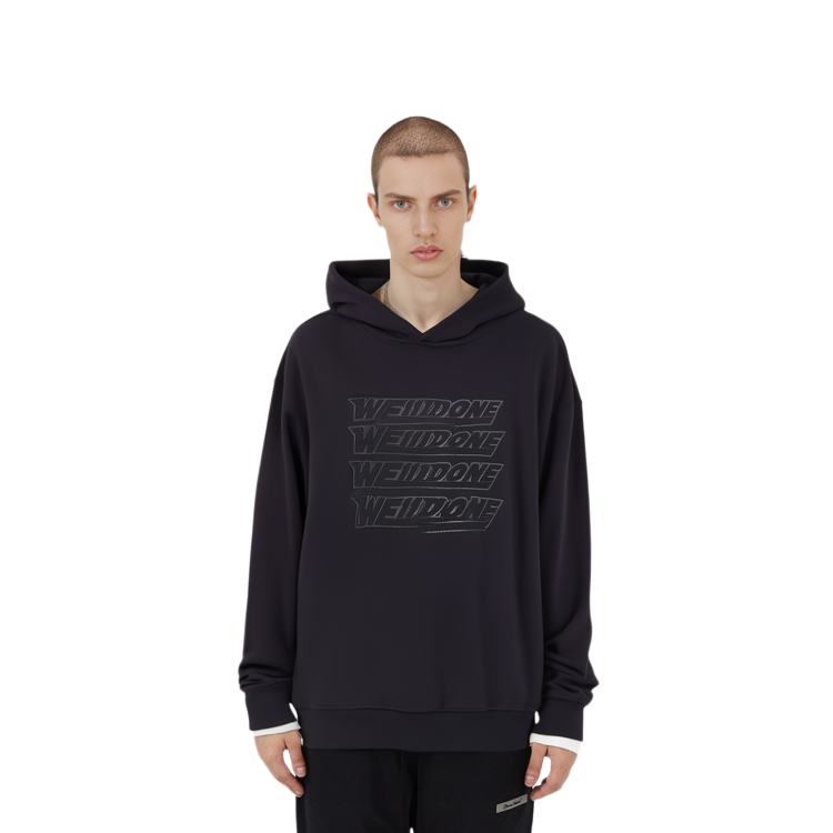 Shop WE11DONE SS22 Black 3D Print Logo Hoodie Unisex WD-TH1-22-687-U-BK