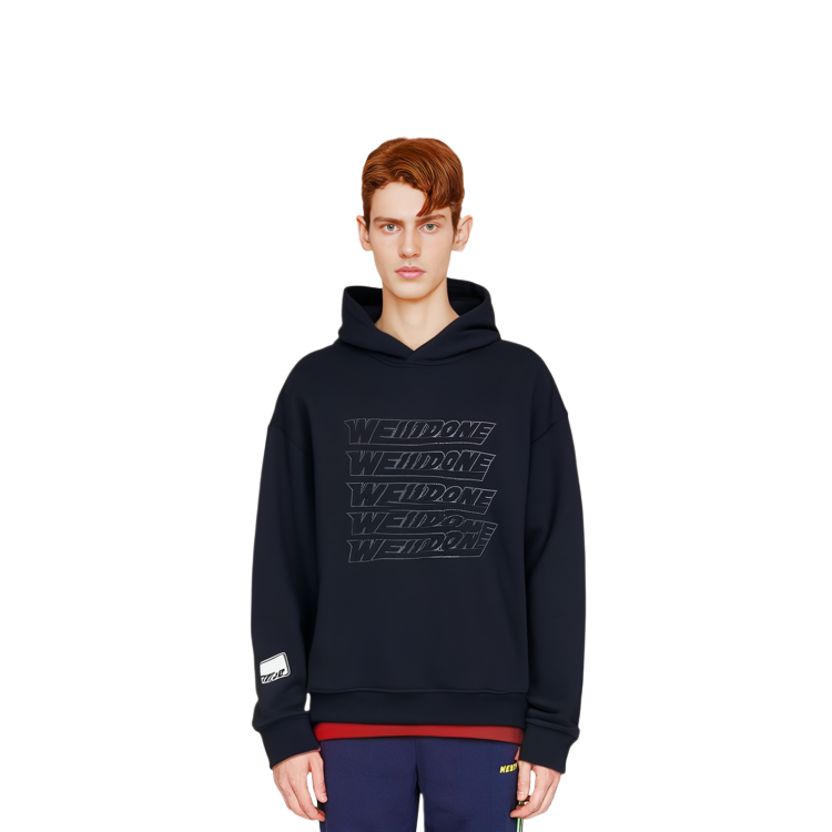 Sizing WE11DONE SS22 Black 3D Print Logo Hoodie Unisex WD-TH1-22-687-U-BK