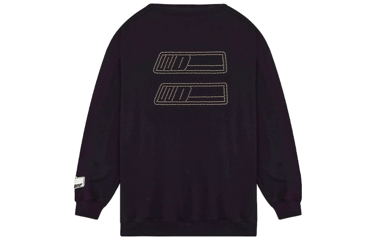 WE11DONE SS22 Black Crystal Logo Unisex Pullover Sweatshirt Long Sleeve WD-TS1-22-538-U-BK