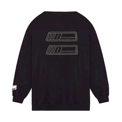 WE11DONE SS22 Black Crystal Logo Unisex Pullover Sweatshirt Long Sleeve WD-TS1-22-538-U-BK
