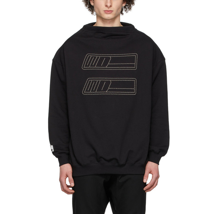 Shop WE11DONE SS22 黑色水晶標誌男女款長袖套頭衫 WD-TS1-22-538-U-BK