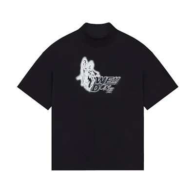 WE11DONE SS22 Black High-Neck Logo Print Short Sleeve T-Shirt Unisex WD-TT1-22-560-U-BK