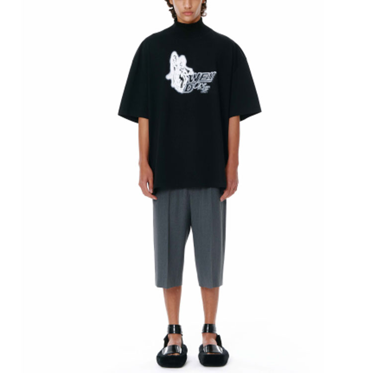 WE11DONE SS22 Black High-Neck Logo Print Short Sleeve T-Shirt Unisex WD-TT1-22-560-U-BK 圖 4