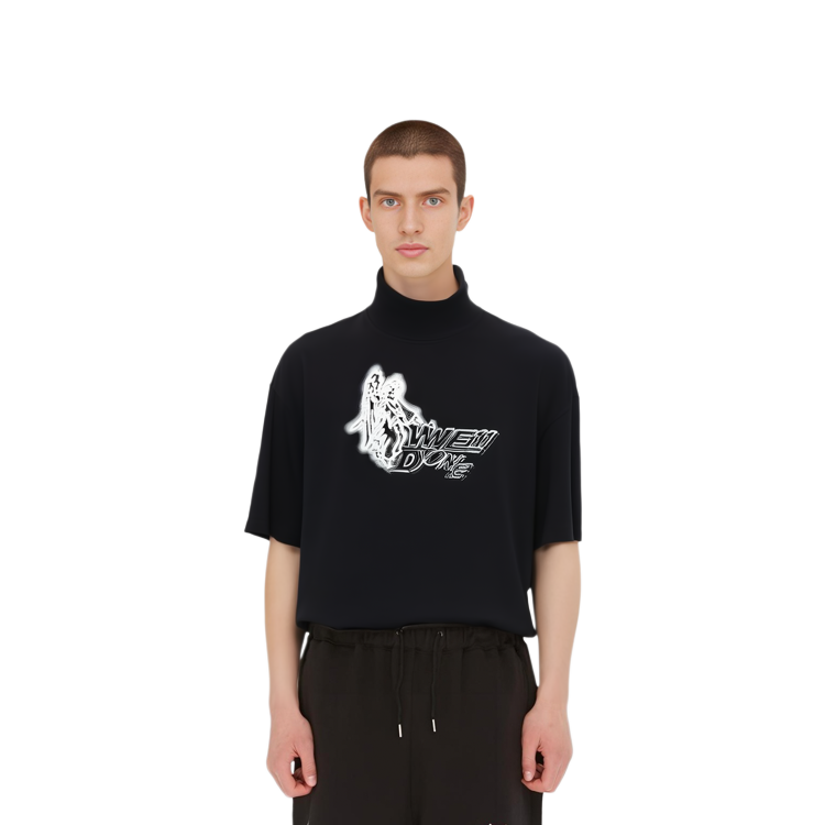 WE11DONE SS22 Black High-Neck Logo Print Short Sleeve T-Shirt Unisex WD-TT1-22-560-U-BK 圖 8