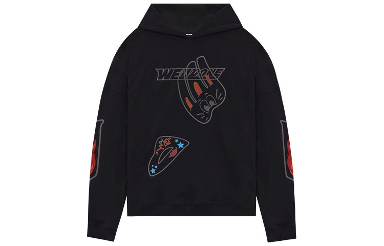 WE11DONE SS22 Black Logo Graphic Cartoon Unisex Sweatshirt WD-TH1-22-585-U-BK