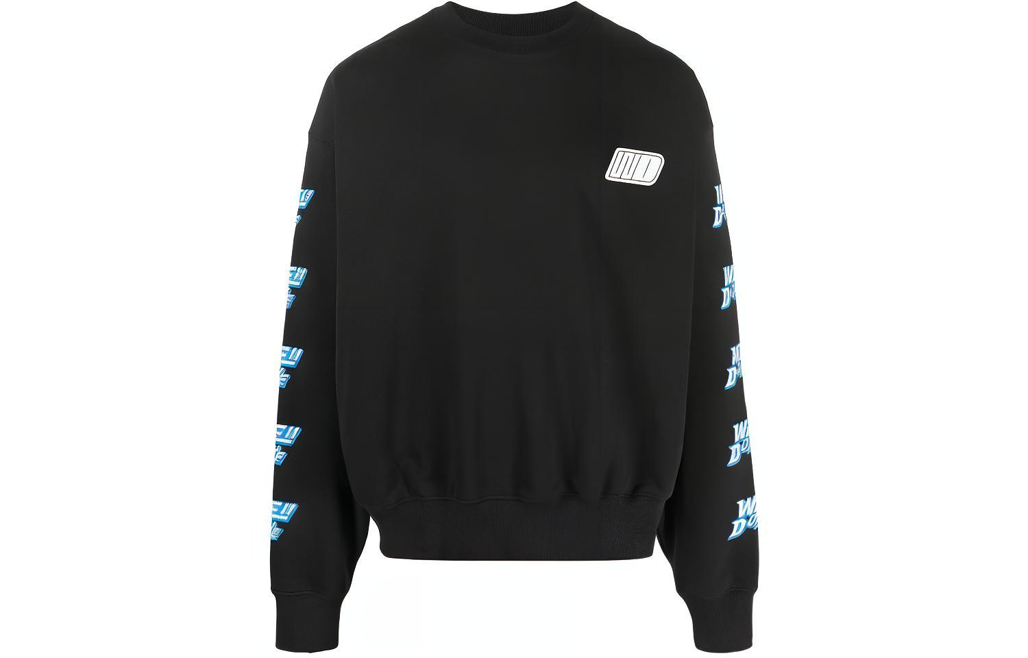 WE11DONE SS22 Black Logo Print Crewneck Unisex Long Sleeve Sweatshirt WD-TS1-22-693-U-BK