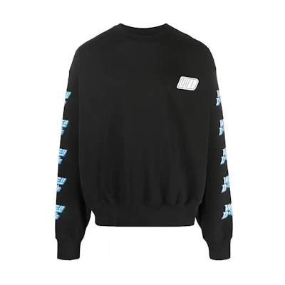 WE11DONE SS22 Black Logo Print Crewneck Unisex Long Sleeve Sweatshirt WD-TS1-22-693-U-BK