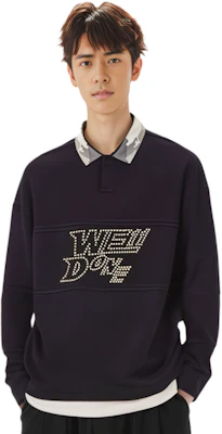 WE11DONE SS22 黑色长袖徽标钉饰设计男女同款翻领衫 WD-TT1-22-582-U-BK Sizing WE11DONE SS22 黑色长袖徽标钉饰设计男女同款翻领衫 WD-TT1-22-582-U-BK