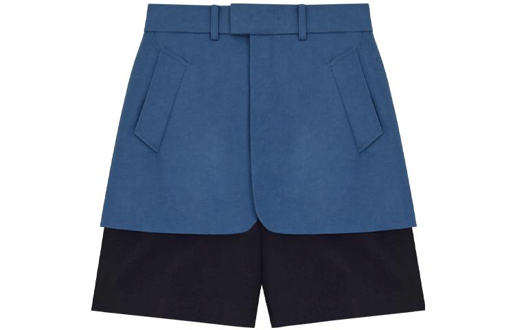 WE11DONE SS22 Blue Layered Spliced Casual Shorts Unisex. WD-PT1-22-274-M-BL