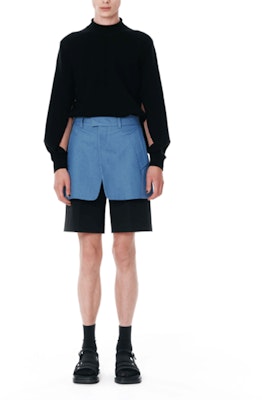 WE11DONE SS22 藍色拼接層次感休閒短褲 男女通用 WD-PT1-22-274-M-BL Shop WE11DONE SS22 藍色拼接層次感休閒短褲 男女通用 WD-PT1-22-274-M-BL