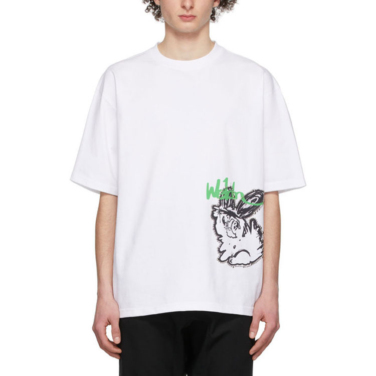 WE11DONE SS22 Cartoon Graphic Print Unisex White T-Shirt. WD-TT1-22-686-U-WH 圖 5