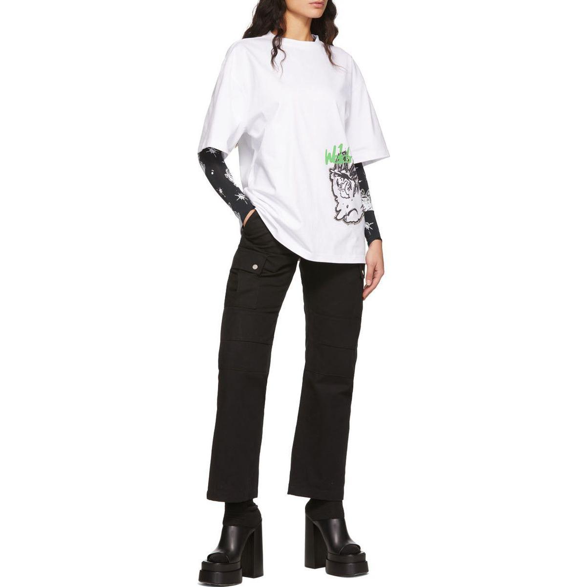 WE11DONE SS22 Cartoon Graphic Print Unisex White T-Shirt. WD-TT1-22-686-U-WH 圖 7