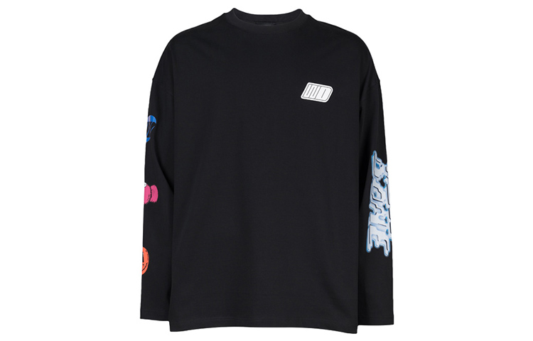 WE11DONE SS22 Cartoon Logo Pullover Sweatshirt Unisex Black WD-TT1-22-634-U-BK
