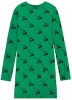 WE11DONE SS22 Cartoon Print Long-Sleeve Crew Neck Dress Green WD-TO1-22-572-W-GR WE11DONE SS22 Cartoon Print Long-Sleeve Crew Neck Dress Green WD-TO1-22-572-W-GR