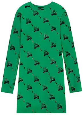 WE11DONE SS22 卡通印花長袖圓領連衣裙 綠色 WD-TO1-22-572-W-GR Buy WE11DONE SS22 卡通印花長袖圓領連衣裙 綠色 WD-TO1-22-572-W-GR