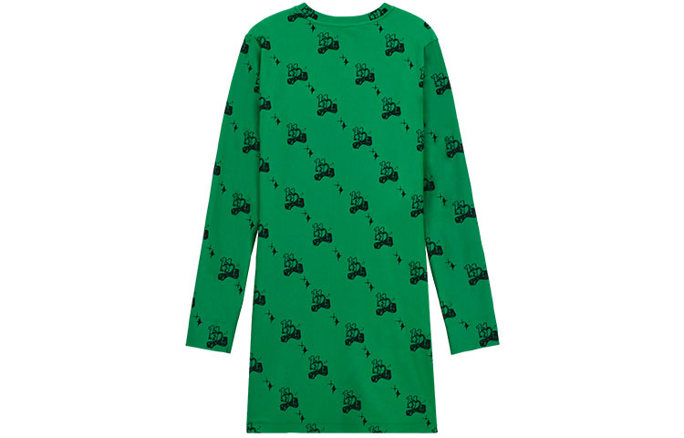 Lookbook WE11DONE SS22 卡通印花長袖圓領連衣裙 綠色 WD-TO1-22-572-W-GR