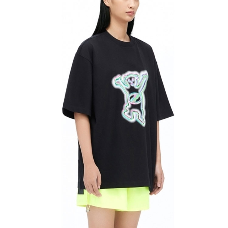 Sizing WE11DONE SS22 Cartoon Tie-Dye Teddy Bear Logo Unisex Black T-Shirt Short Sleeve WD-TT1-22-856-U-BK