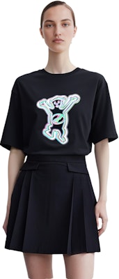 WE11DONE SS22 Cartoon Tie-Dye Teddy Bear Logo Unisex Black T-Shirt Short Sleeve WD-TT1-22-856-U-BK 1