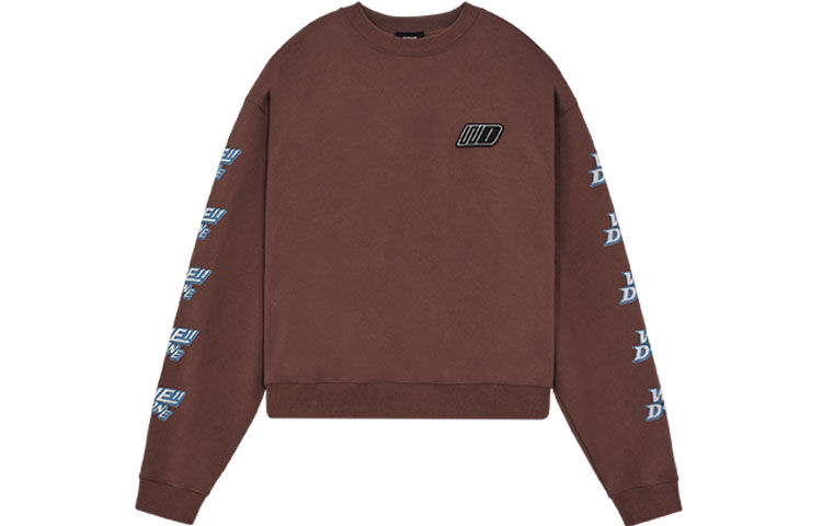 WE11DONE SS22 Chest Logo Printed Plain Sweatshirt Unisex Brown WD-TS1-22-693-U-BR