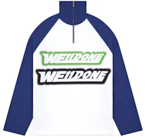 WE11DONE SS22 Colorblock Logo Half-Zip High-Neck Sweatshirt Unisex Blue WD-TT1-22-828-U-BL WE11DONE SS22 Colorblock Logo Half-Zip High-Neck Sweatshirt Unisex Blue WD-TT1-22-828-U-BL